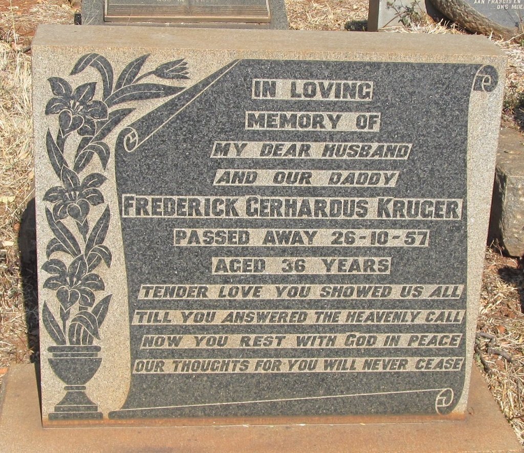 KRUGER Frederick Gerhardus -1957