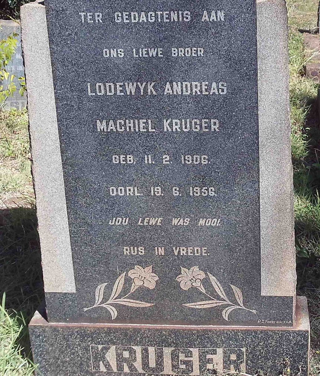 KRUGER Lodewyk Andreas Machiel 1906-1956