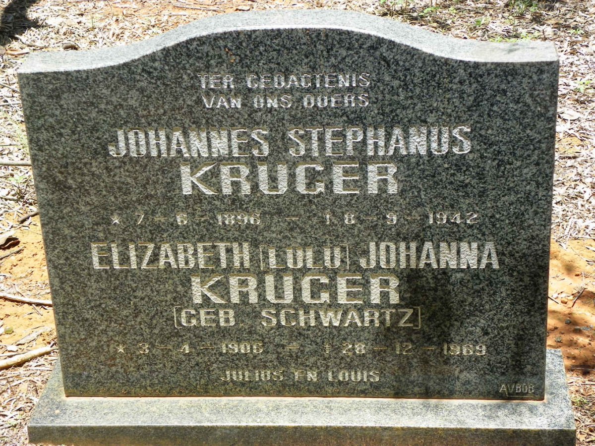 KRUGER Johannes Stephanus 1896-1942 &amp; Elizabeth Johanna SCHWARTZ 1906-1969