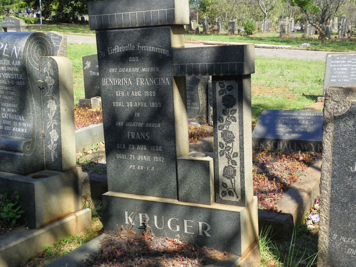 KRUGER Hendrina Francina 1869-1959 :: KRUGER Frans 1896-1962