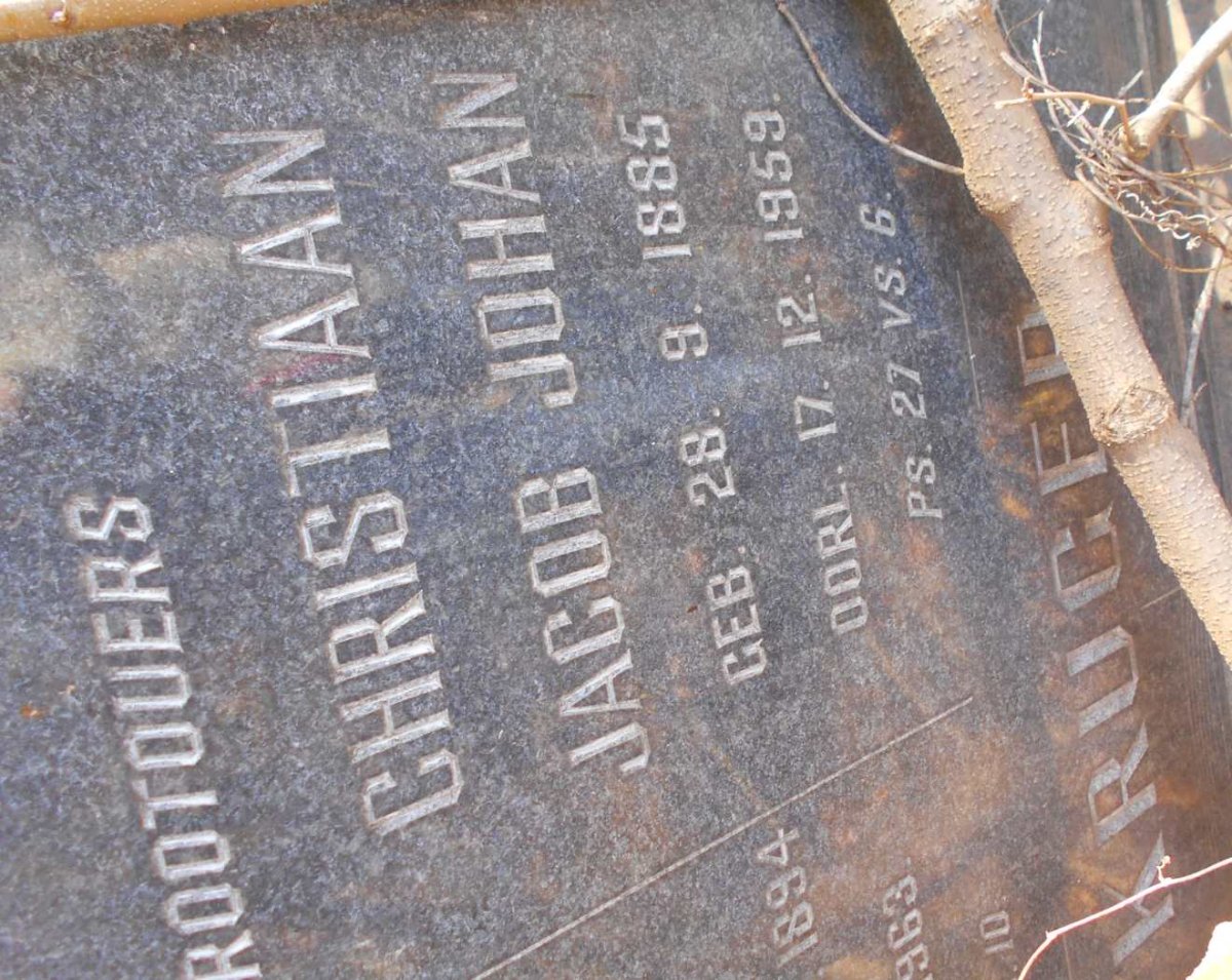 KRUGER Christiaan Jacob Johan 1885-1959 &amp; Jacoba Elizabeth ERASMUS 1894-1963