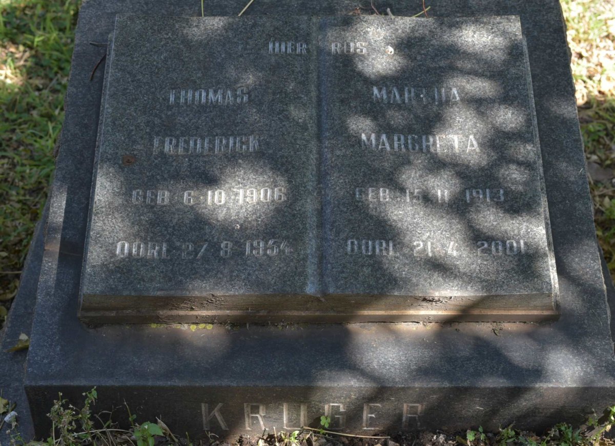 KRUGER Thomas Frederick 1906-1954 &amp; Maria Margreta 1913-2001