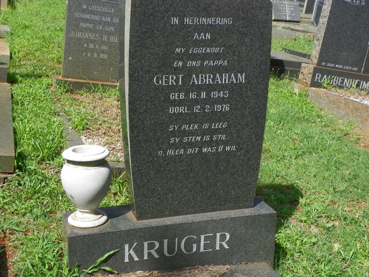 KRUGER Gert Abraham 1943-1976