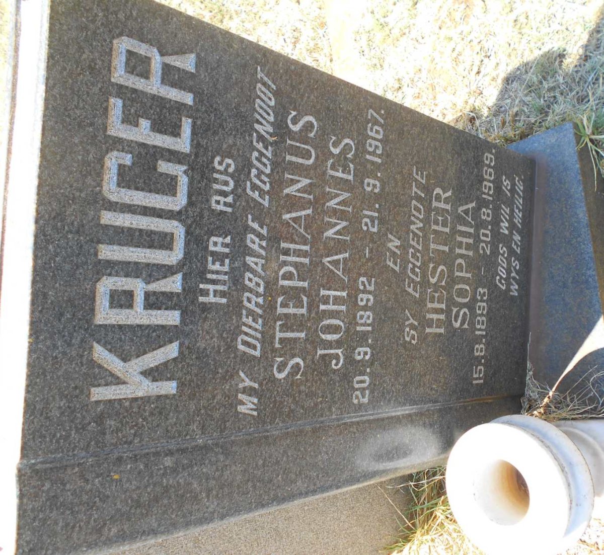 KRUGER Stephanus Johannes 1892-1967 &amp; Hester Sophia 1893-1969