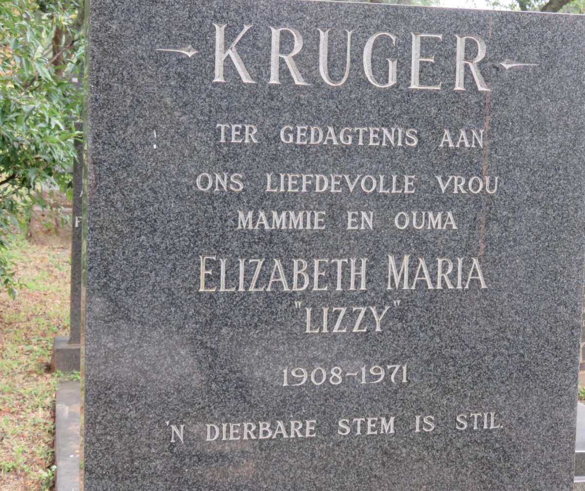 KRUGER Elizabeth Maria 1908-1971