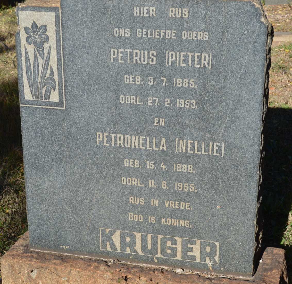 KRUGER Petrus 1885-1953 &amp; Petronella 1886-1955