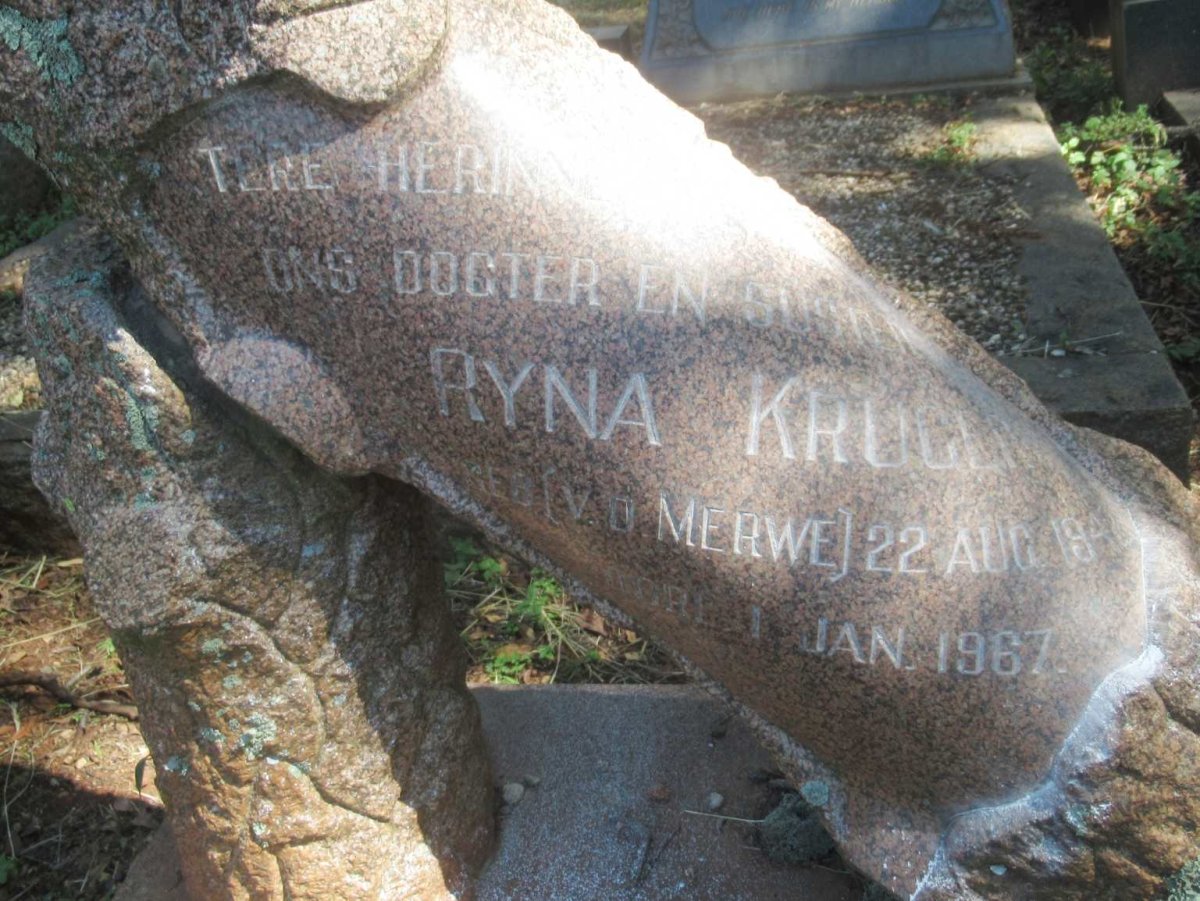 KRUGER Ryna nee v.d. MERWE 194?-1967