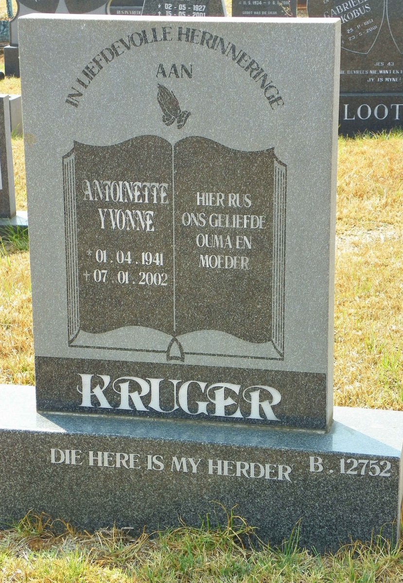 KRUGER Antoinette Yvonne 1941-2002
