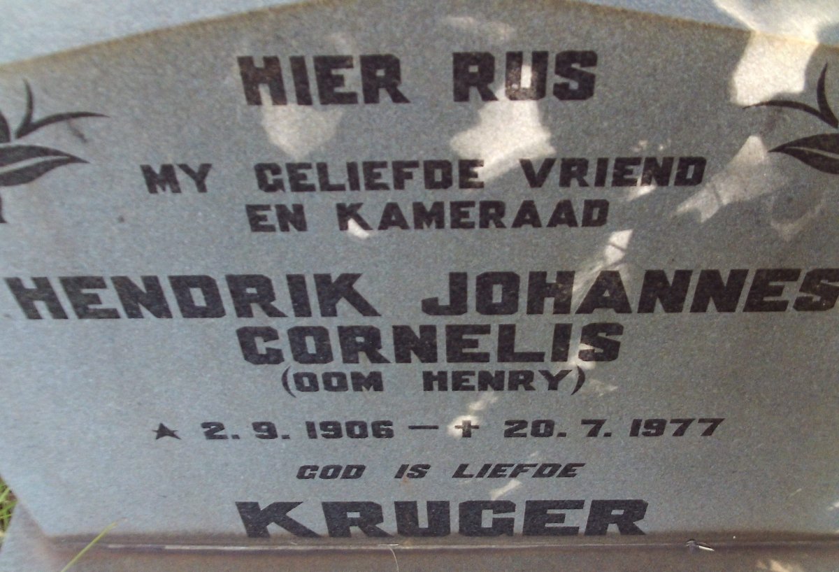 KRUGER Hendrik Johannes Cornelis 1906-1977