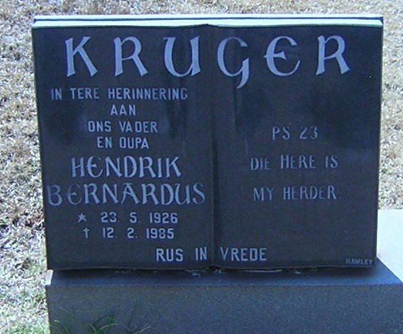 KRUGER Hendrik Bernardus 1926-1985
