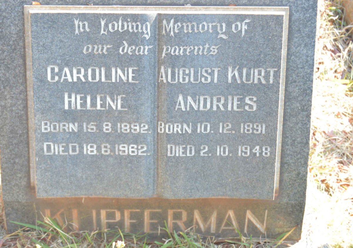 KUPFERMAN August Kurt Andries 1891-1948 &amp; Caroline Helene 1892-1962