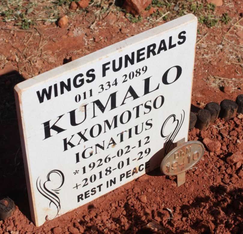 KUMALO Kxomotso Ignatius 1926-2018