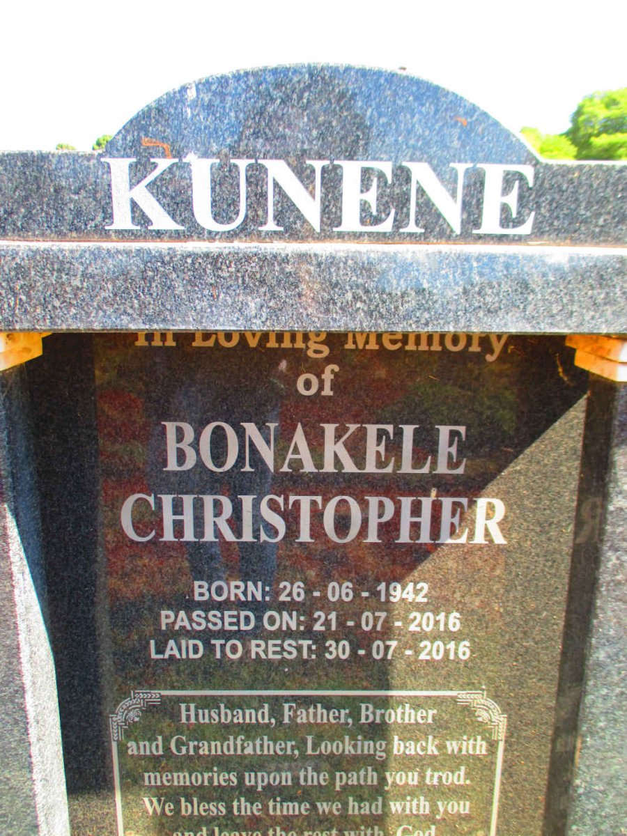 KUNENE Bonakele Christopher 1942-2016