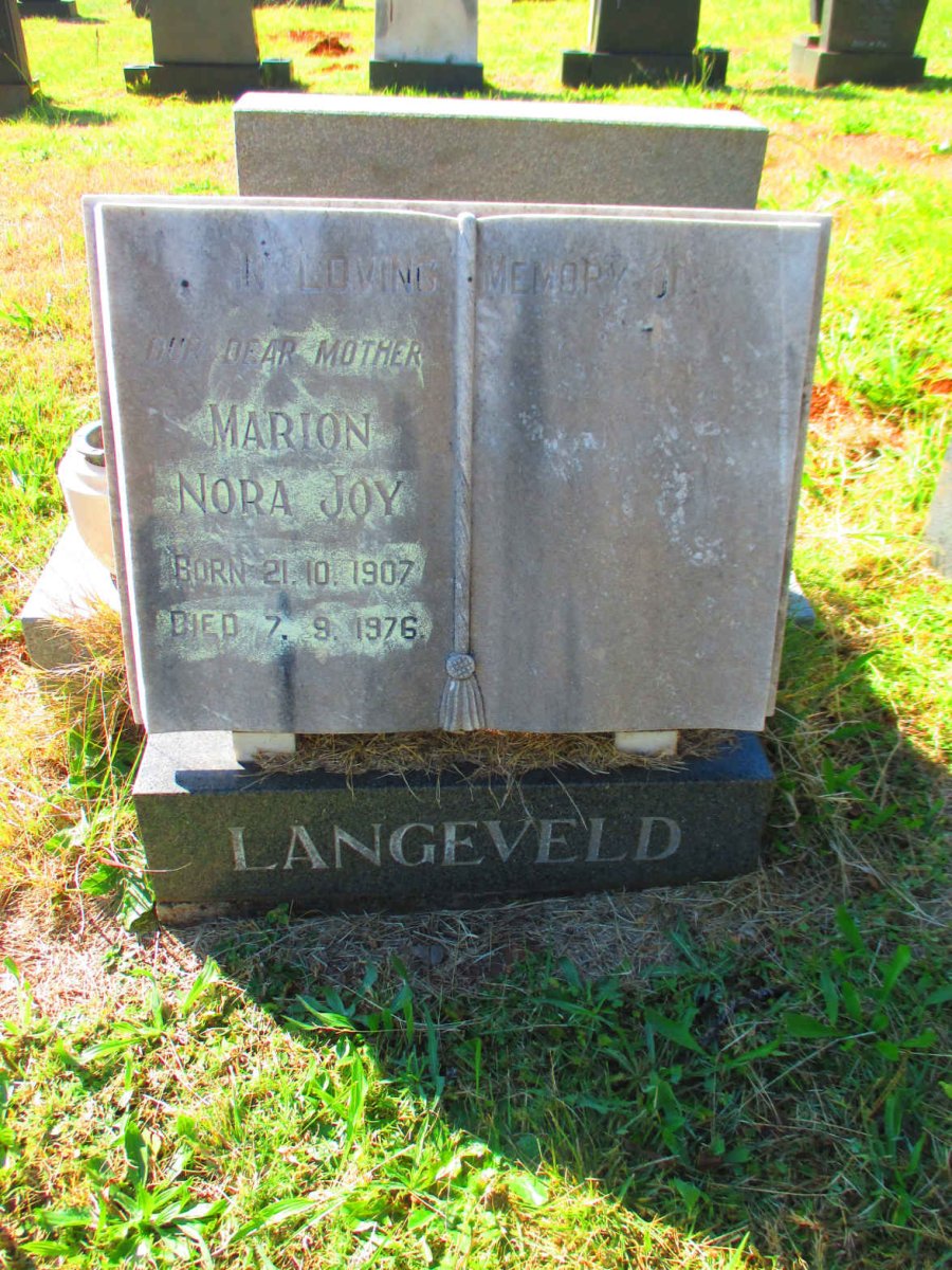 LANGEVELD Marion Nora Joy 1907-1976