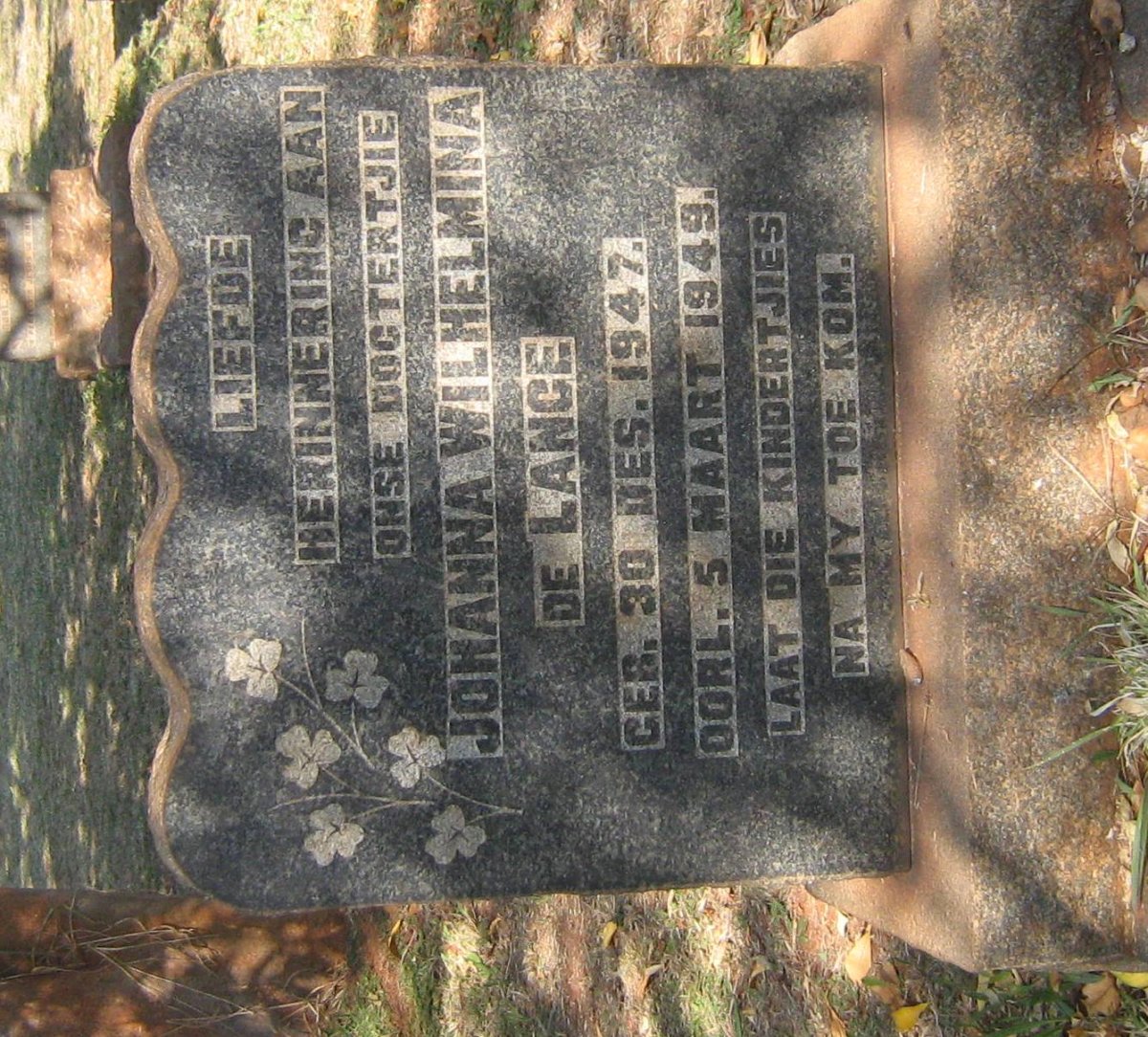 LANGE Johanna Wilhelmina, de 1947-1949