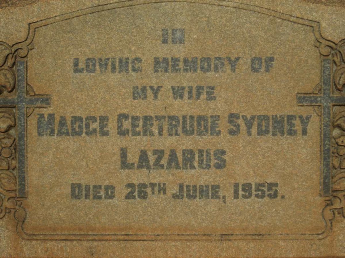 LAZARUS Madge Gertrude Sydney -1955