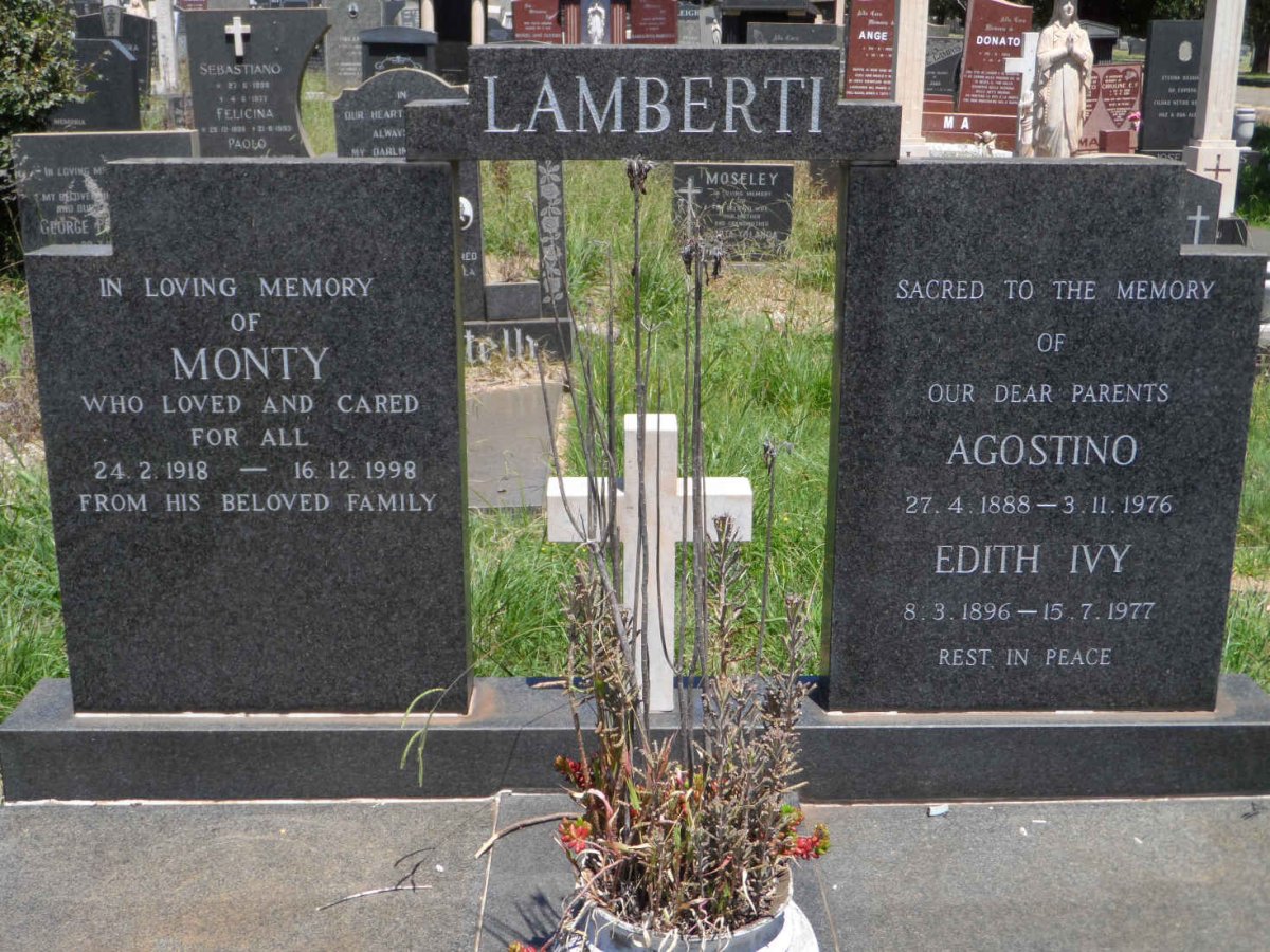 LAMBERTI Agostino 1888-1976 &amp; Edith Ivy 1896-1977 :: LAMBERTI Monty 1918-1998