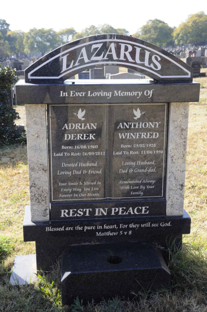 LAZARUS Anthony Winfred 1928-1998 :: LAZARUS Adrian Derek 1960-2012