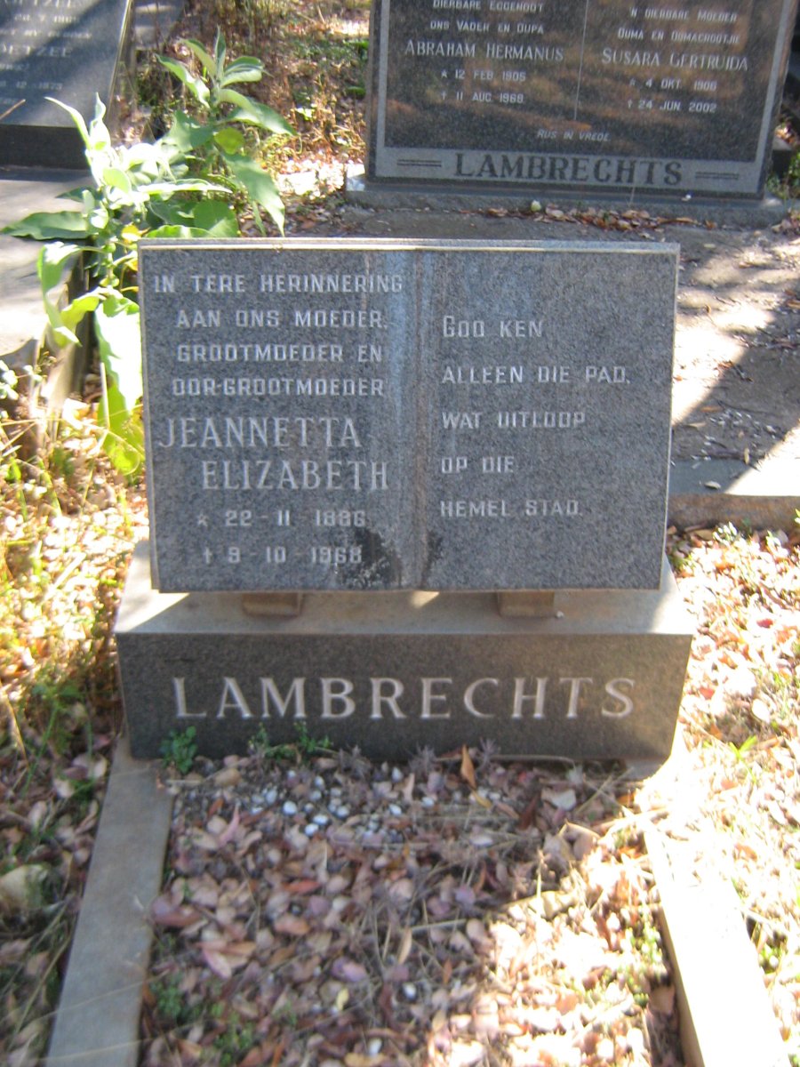 LAMBRECHTS Jeannetta Elizabeth 1886-1968