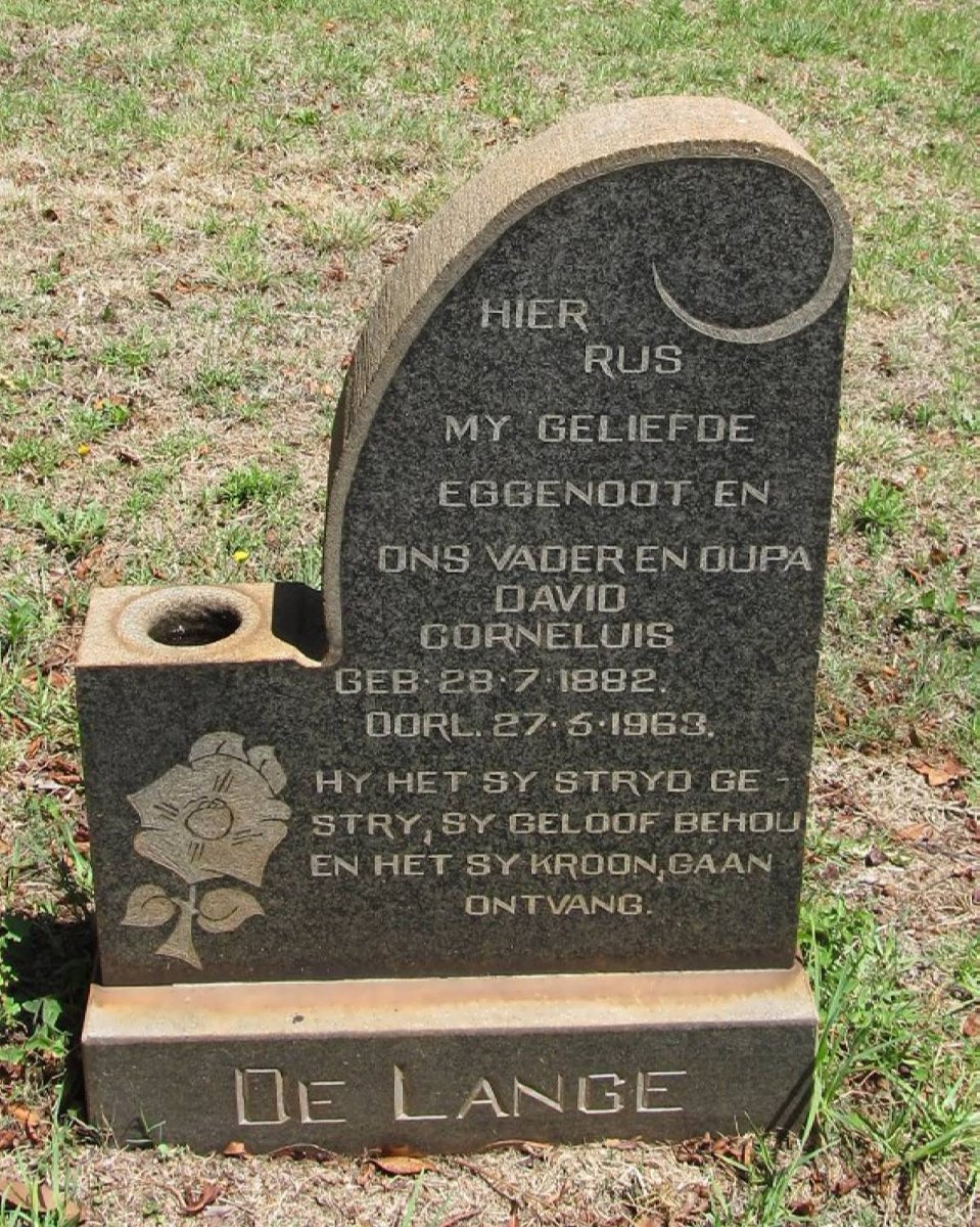 LANGE David Corneluis, de 1882-1963