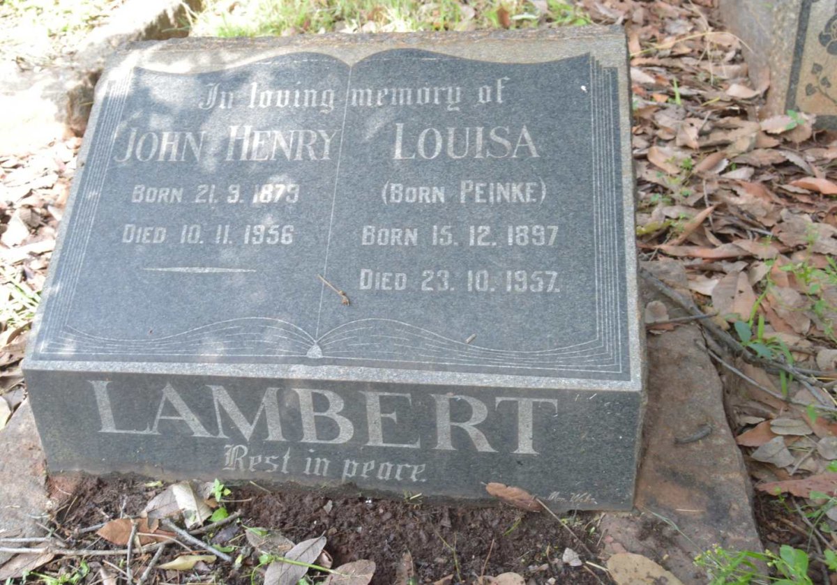 LAMBERT John Henry 1879-1956 &amp; Louisa PEINKE 1897-1957