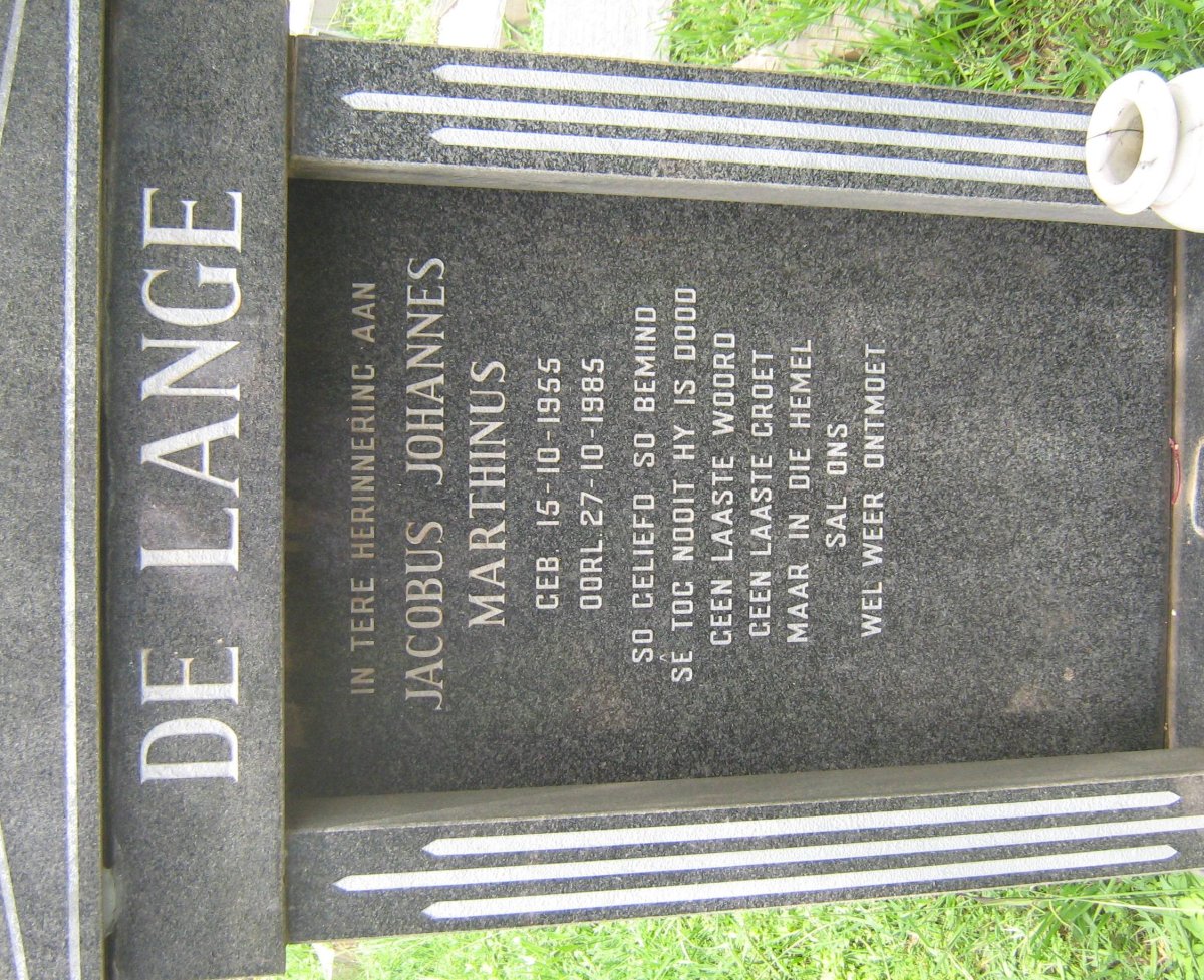LANGE Jacobus Johannes Marthinus, de 1955-1985