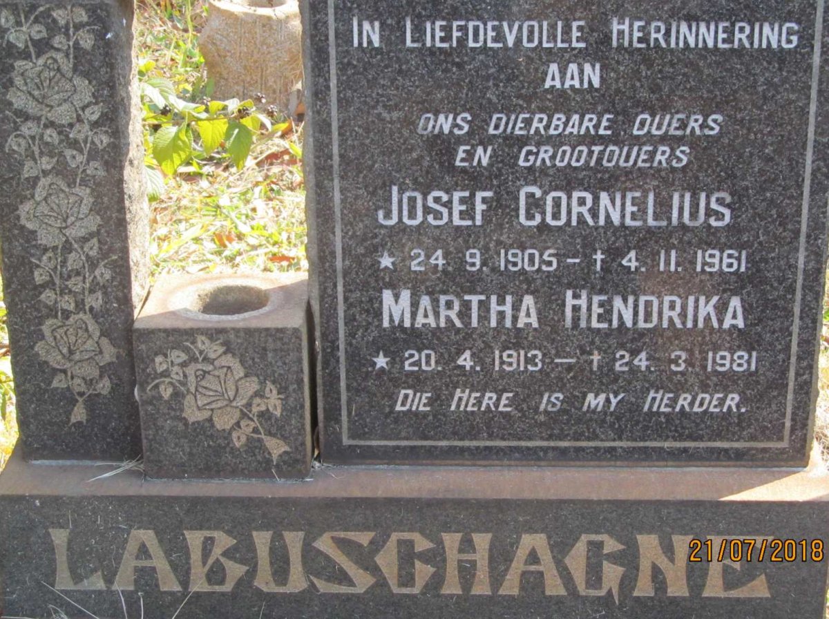 LABUSCHAGNE Josef Cornelius 1905-1961 &amp; Martha Hendrika 1913-1981