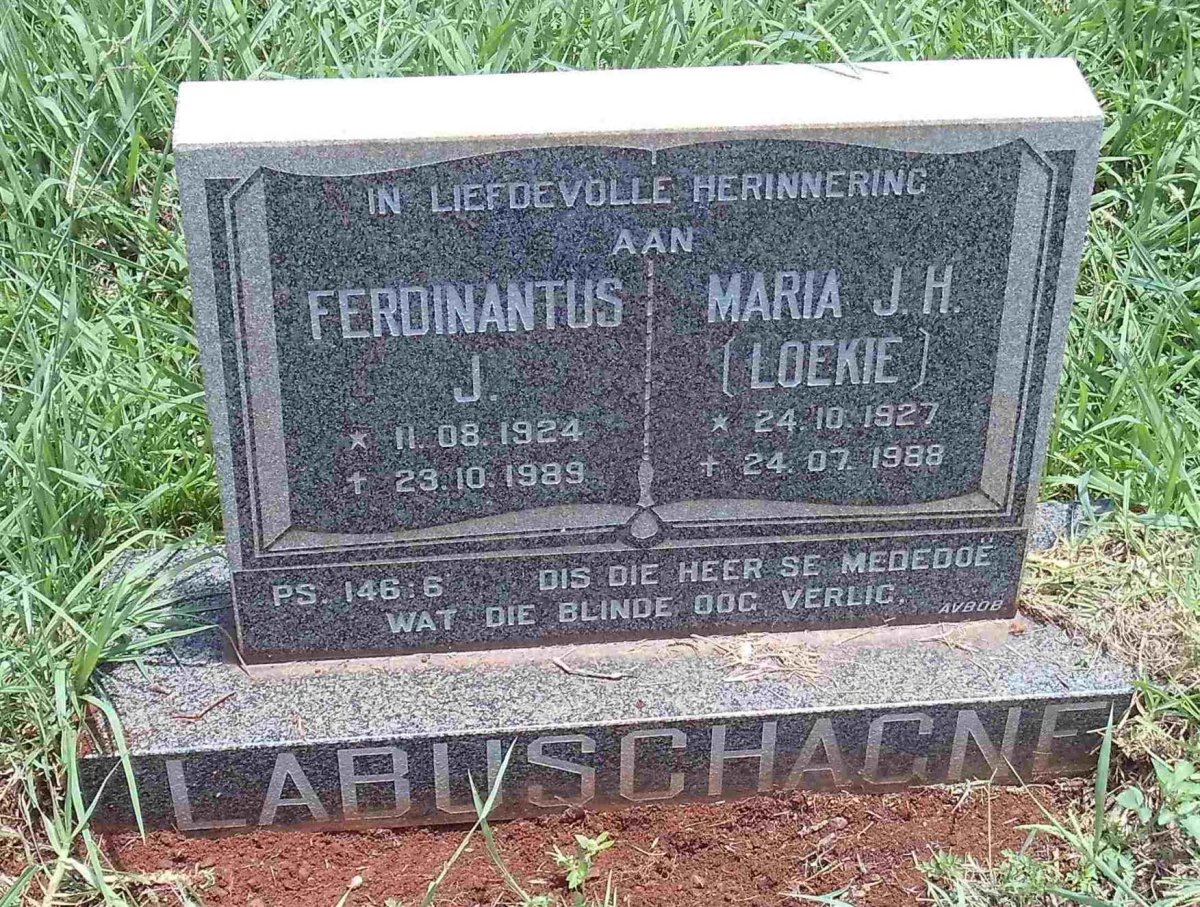 LABUSCHAGNE Ferdinantus J. 1924-1989 &amp; Maria J.H. 1927-1988