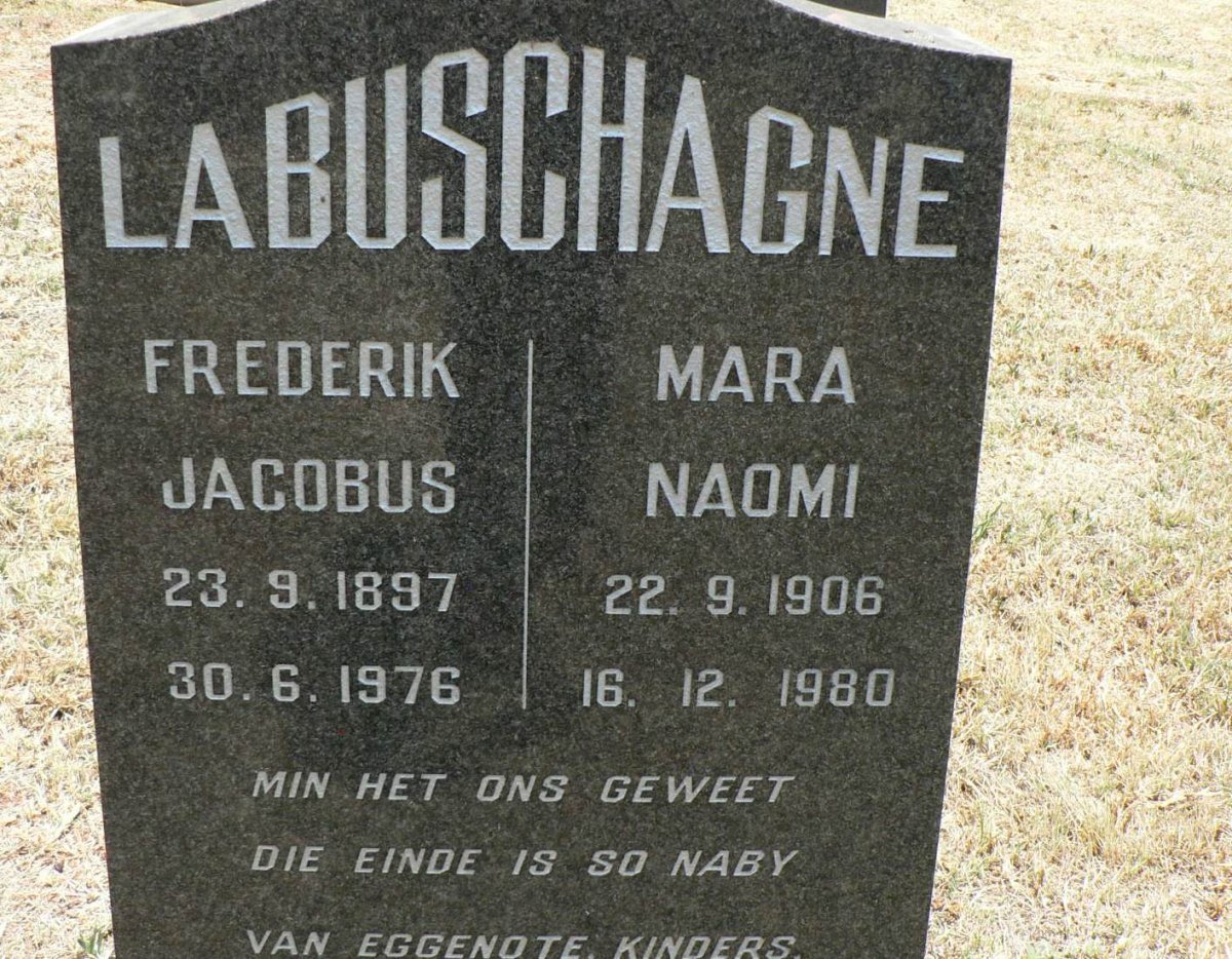 LABUSCHAGNE Frederik Jacobus 1897-1976 &amp; Mara Naomi 1906-1980
