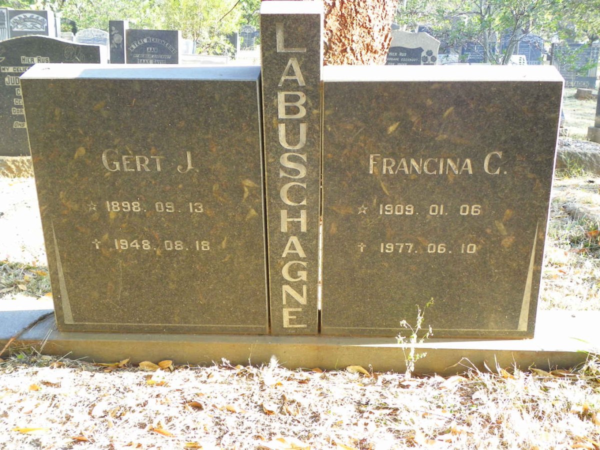 LABUSCHAGNE Gert J. 1898-1948 &amp; Francina C. 1909-1977
