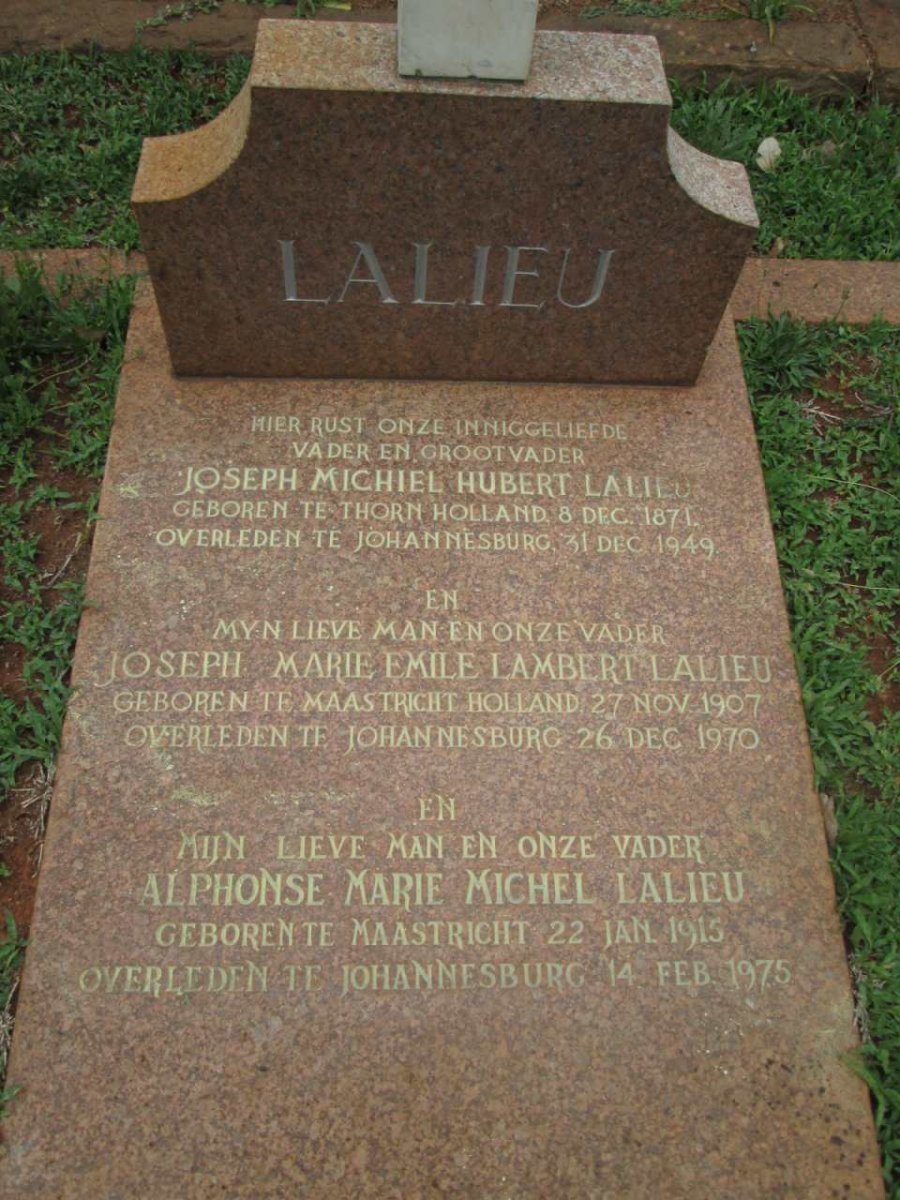 LALIEU Joseph Michiel Hubert 1871-1949 :: LALIEU Joseph Marie Emile Lambert 1907-1970 :: LALIEU Alphonse Marie Michel 1915-1975