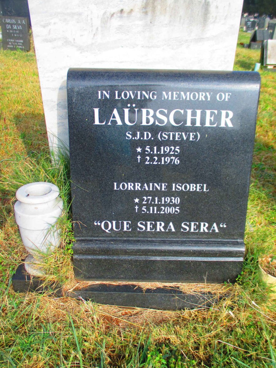 LAUBSCHER S.J.D. 1925-1976 &amp; Lorraine Isobel 1930-2005