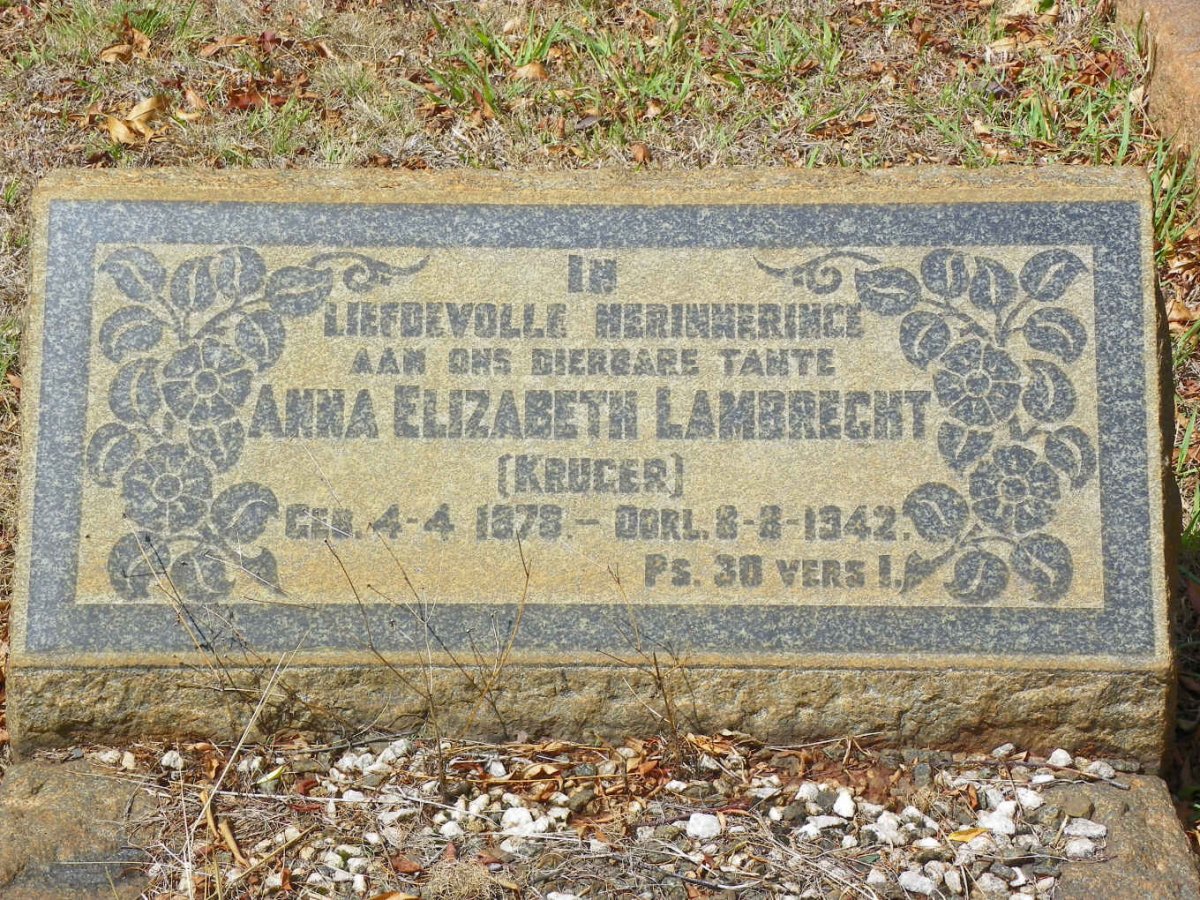 LAMBRECHT Anna Elizabeth nee KRUGER 1878-1942