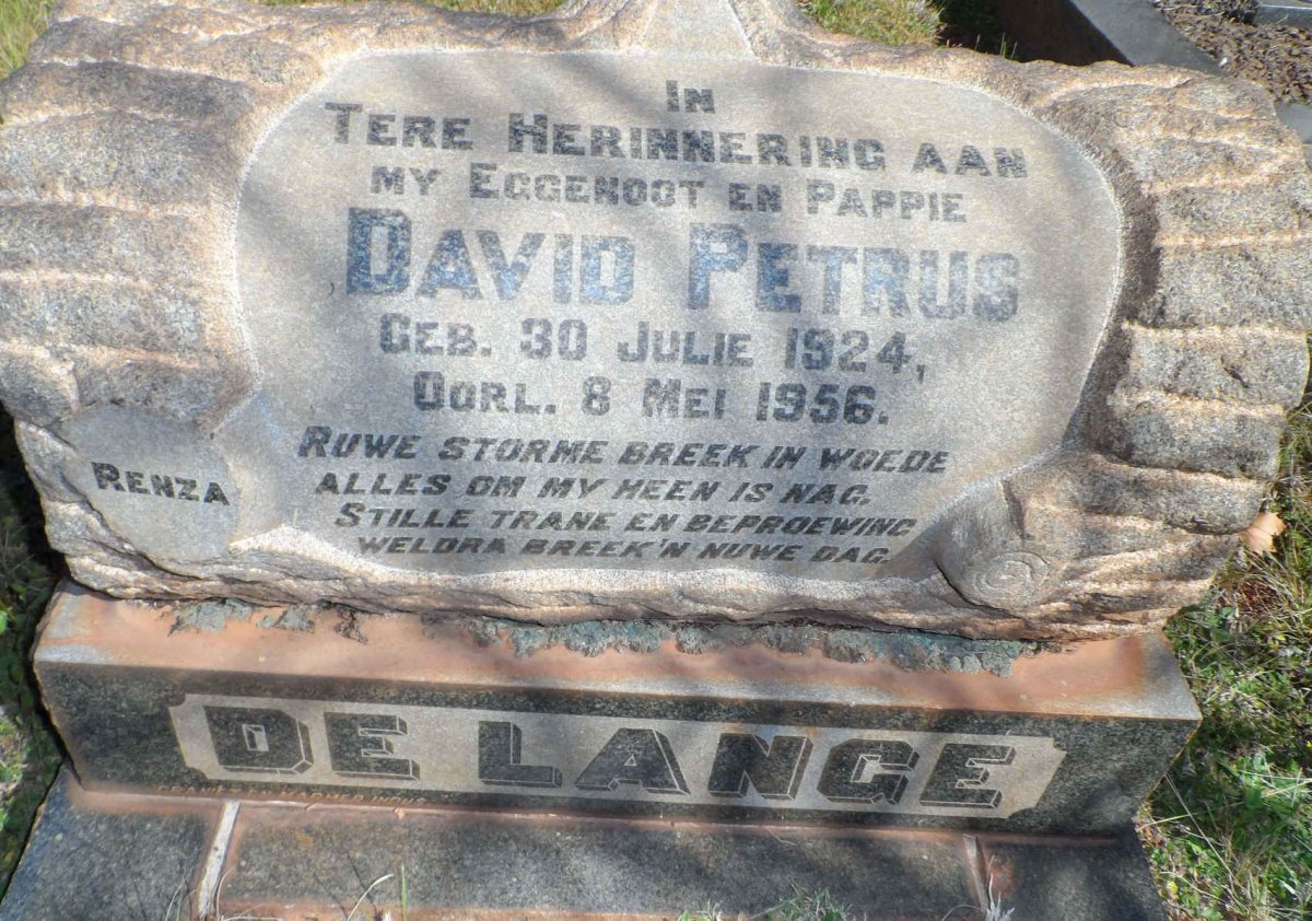 LANGE David Petrus, de 1924-1956