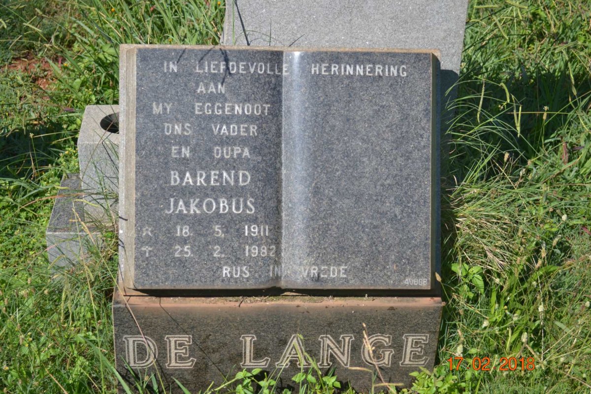 LANGE Barend Jakobus, de 1911-1982