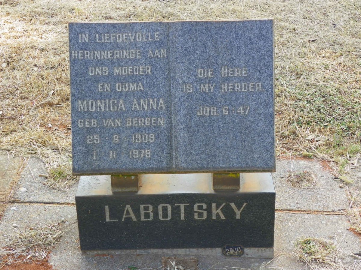 LABOTSKY Monica Anna nee VAN BERGEN 1909-1979
