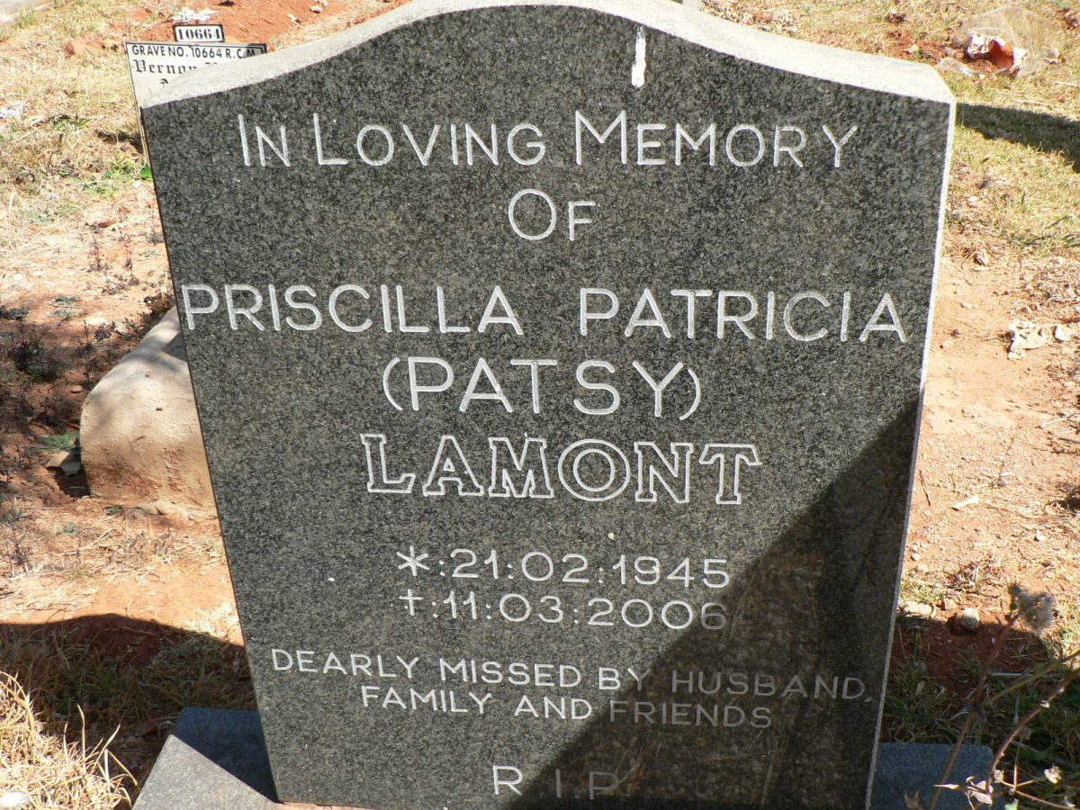 LAMONT Priscilla Patricia 1945-2006