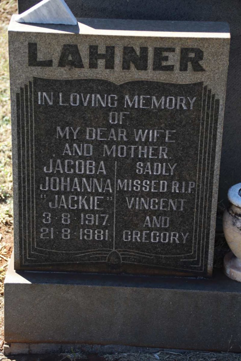 LAHNER Jacoba Johanna 1917-1981