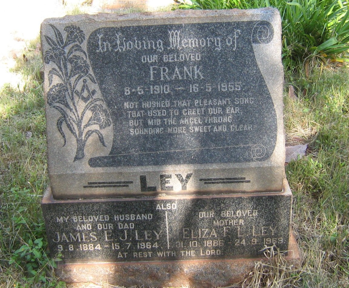LEY James E.J. 1884-1964 &amp; Eliza F.L. 1886-1969 :: LEY Frank 1910-1955