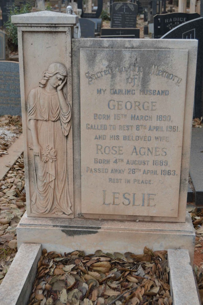 LESLIE George 1890-1961 &amp; Rose Agnes 1889-1963
