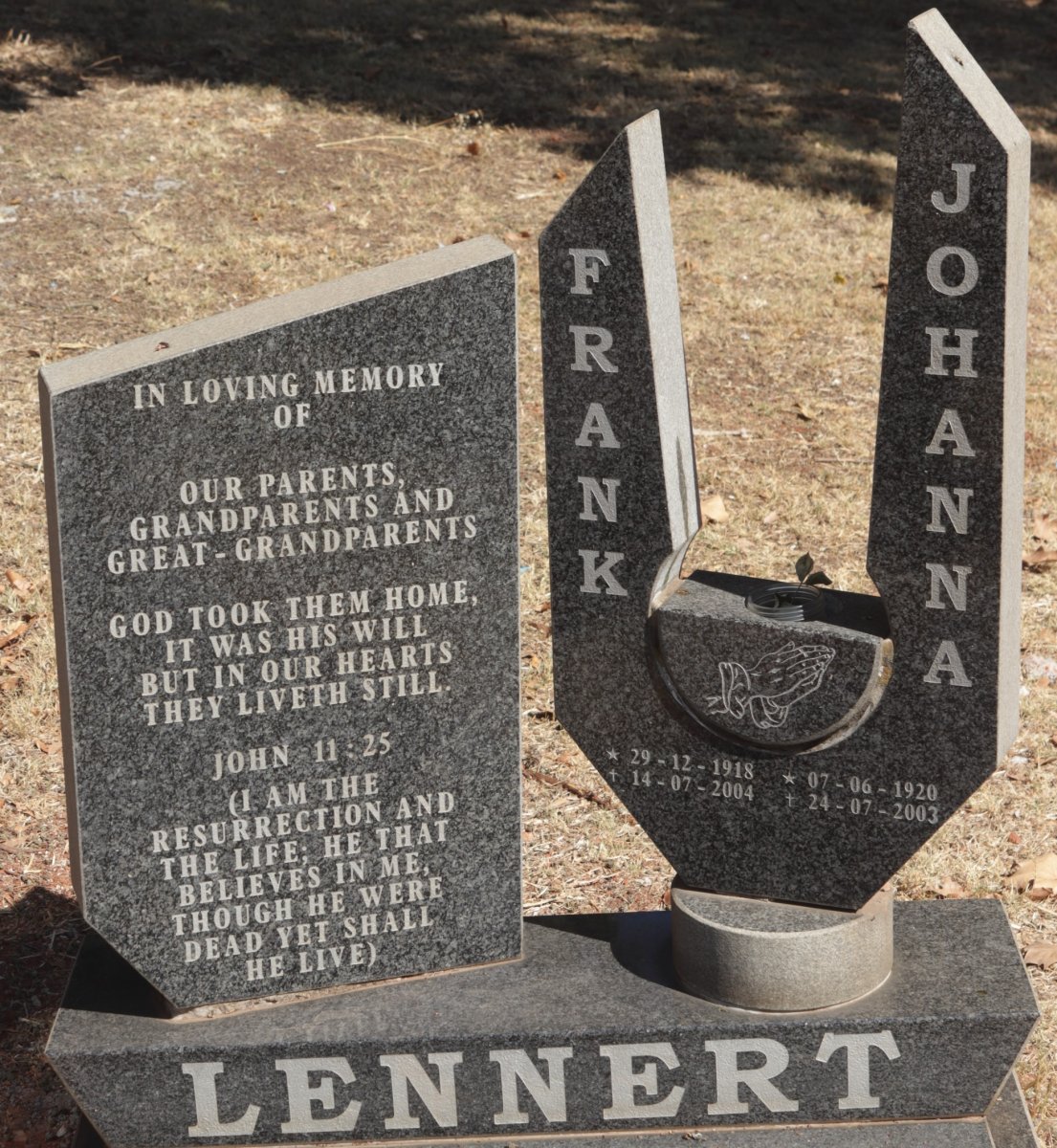 LENNERT Frank 1918-2004 &amp; Johanna 1920-2003