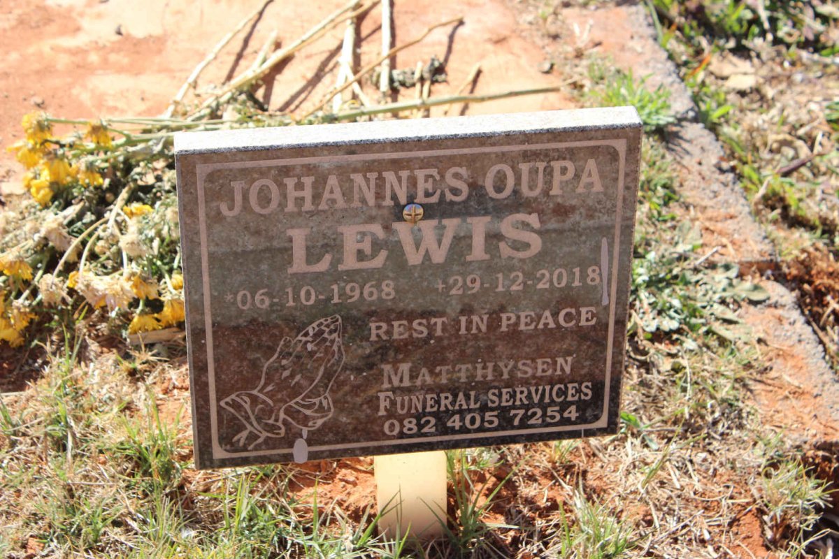 LEWIS Johannes Oupa 1968-2018