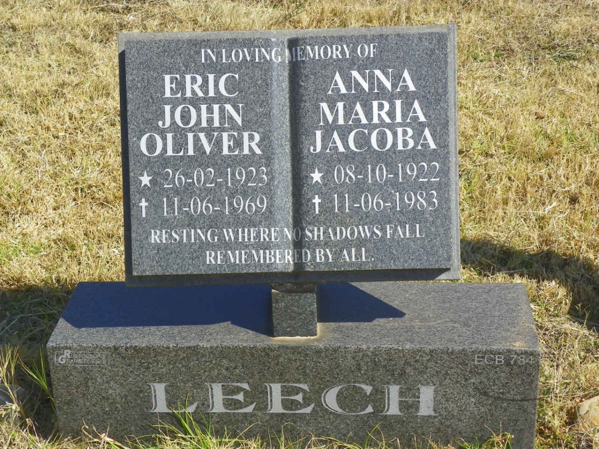 LEECH Eric John Oliver 1923-1969 &amp; Anna Maria Jacoba 1922-1983
