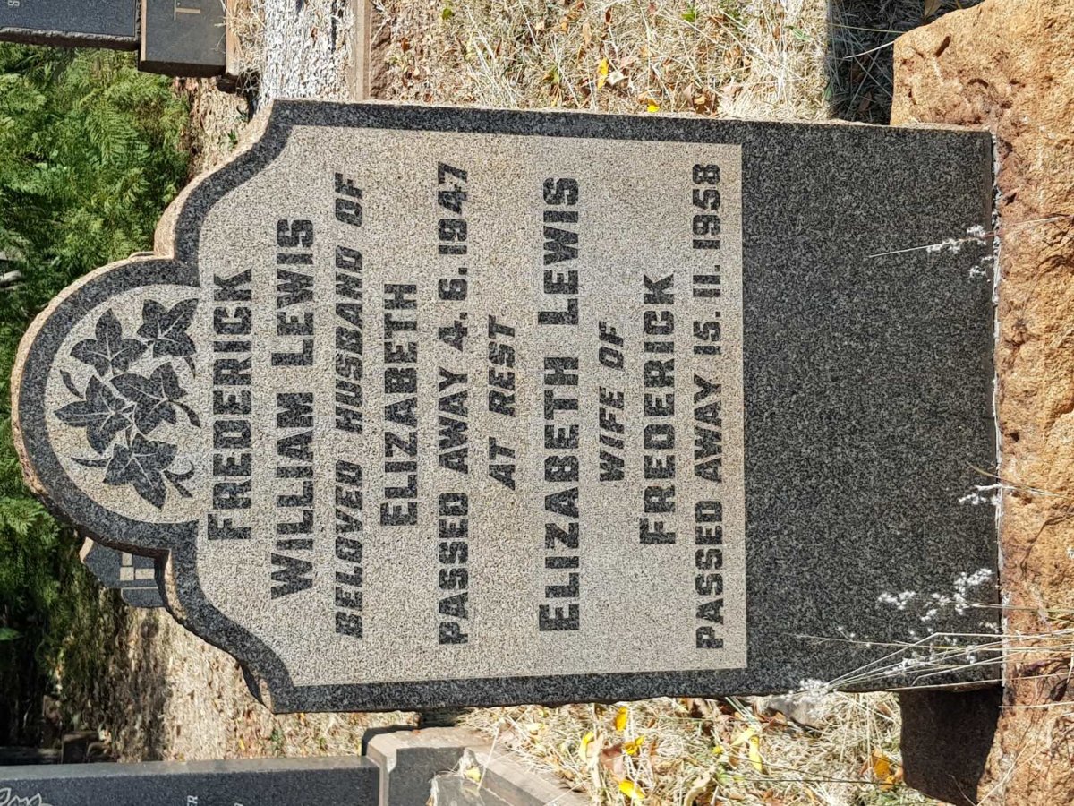 LEWIS Frederick William -1947 &amp; Elizabeth -1958