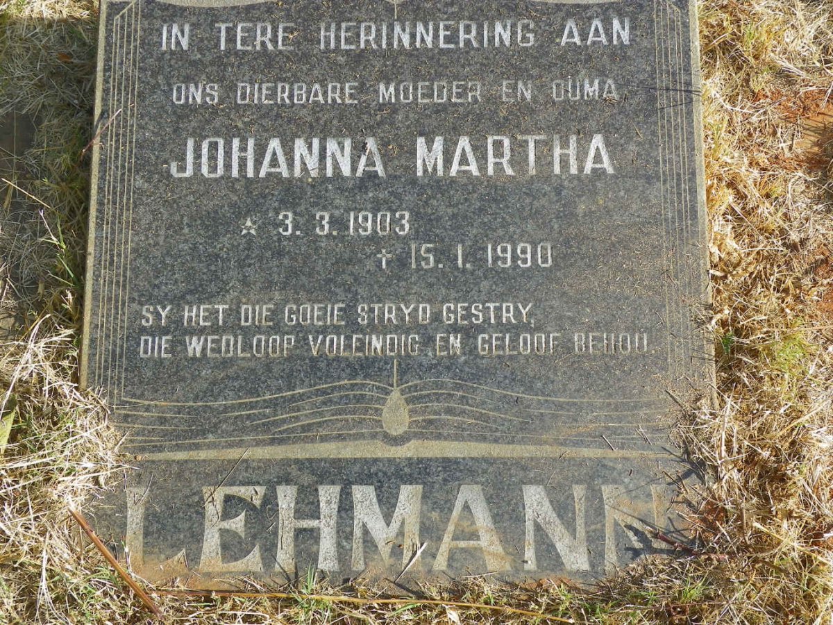 LEHMAN Johanna Martha 1903-1990