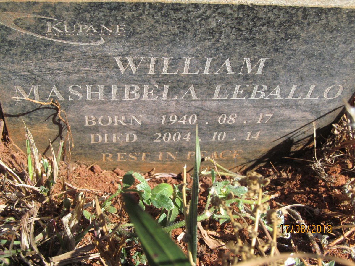 LEBALLO William Mashibela 1940-2004