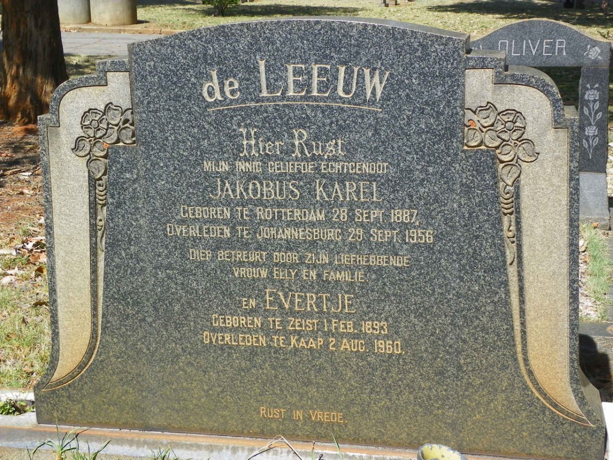 LEEUW Jakobus Karel, de 1887-1956 &amp; Evertje 1893-1960