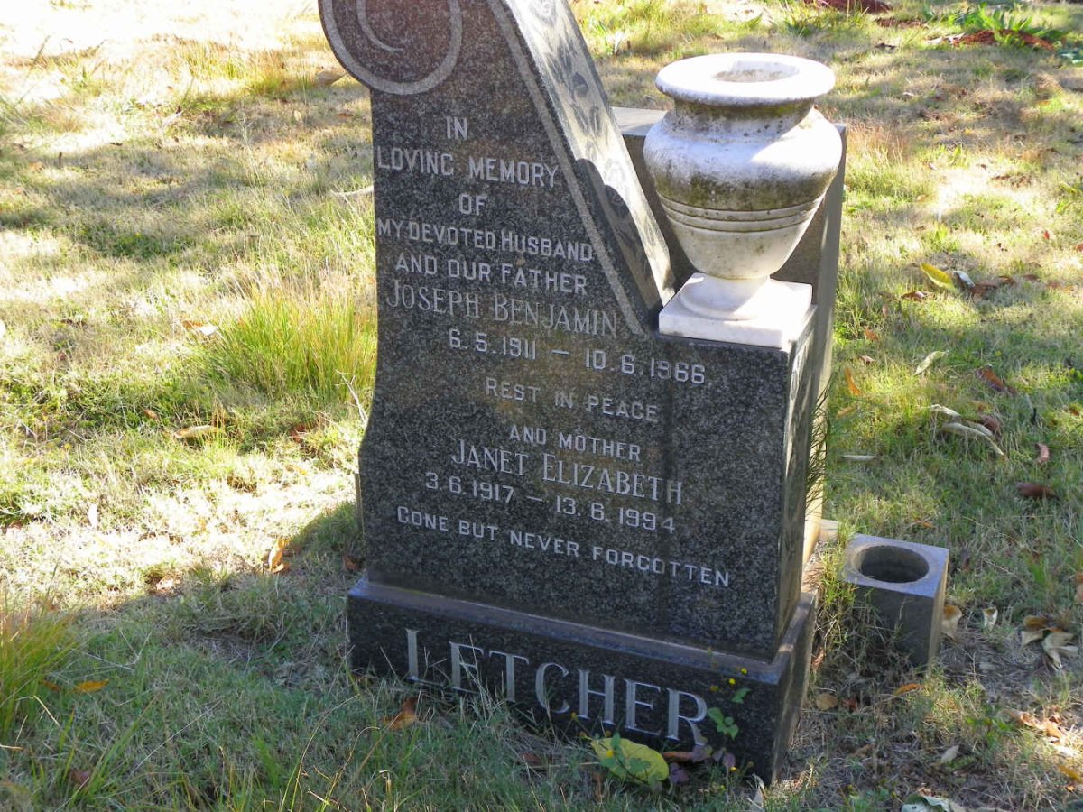 LETCHER Joseph Benjamin 1911-1966 &amp; Janet Elizabeth 1917-1994