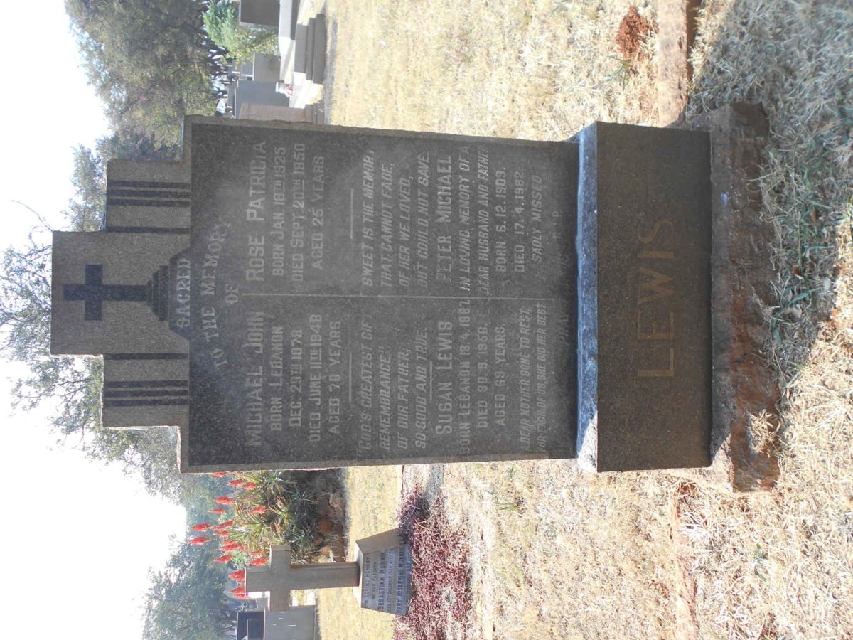 LEWIS Michael John 1878-1948 &amp; Susan 1887-1956