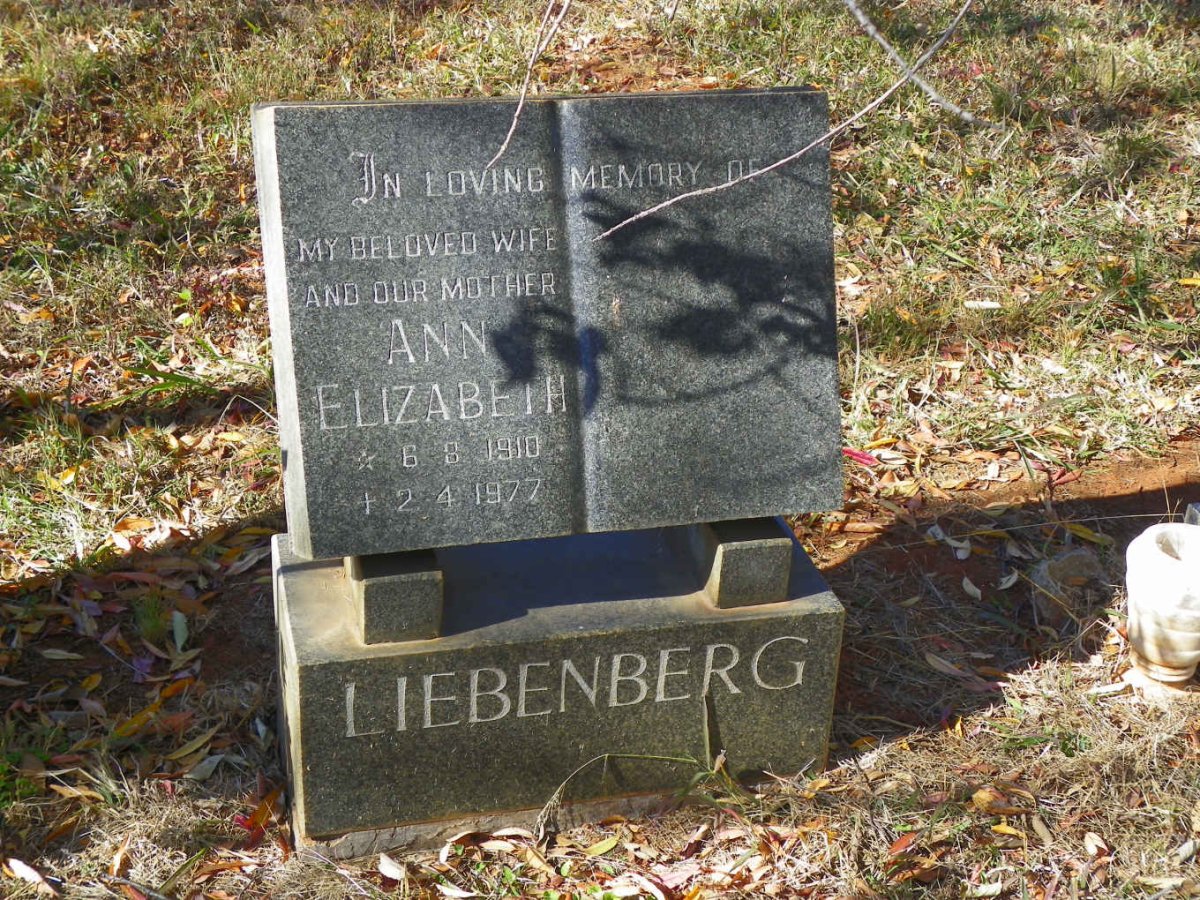 LIEBENBERG Ann Elizabeth 1910-1977